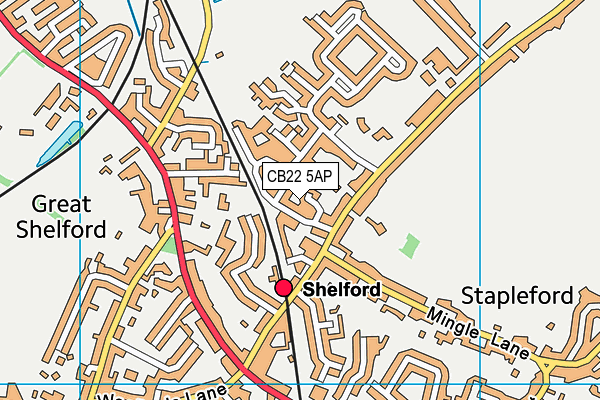 CB22 5AP map - OS VectorMap District (Ordnance Survey)