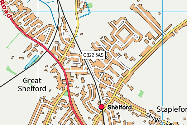 CB22 5AS map - OS VectorMap District (Ordnance Survey)