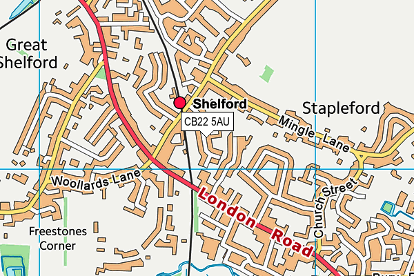 CB22 5AU map - OS VectorMap District (Ordnance Survey)