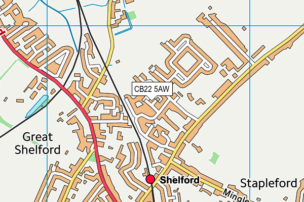 CB22 5AW map - OS VectorMap District (Ordnance Survey)