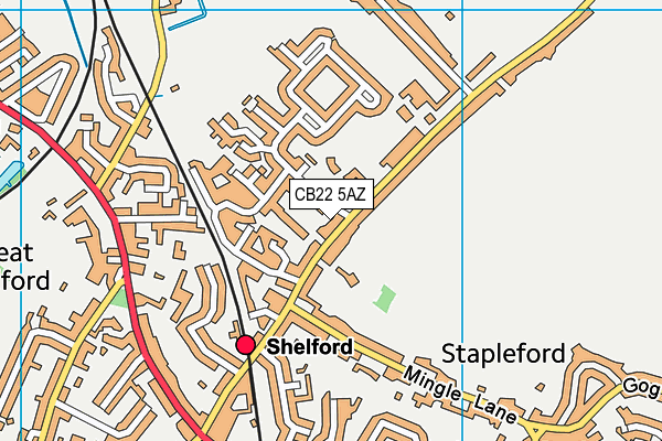 CB22 5AZ map - OS VectorMap District (Ordnance Survey)