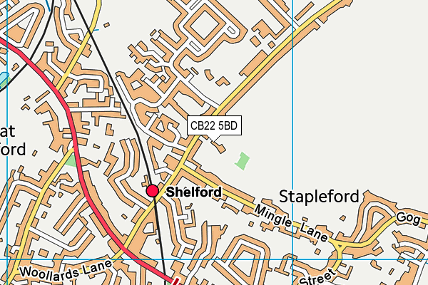 CB22 5BD map - OS VectorMap District (Ordnance Survey)