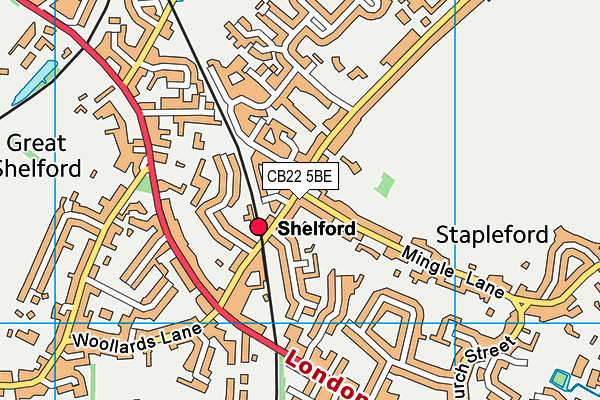 CB22 5BE map - OS VectorMap District (Ordnance Survey)