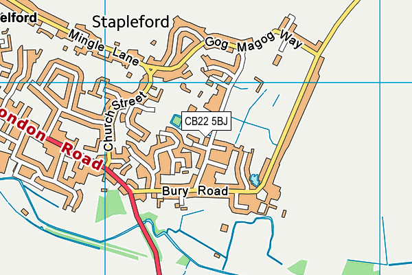 Stapleford Community Primary School map (CB22 5BJ) - OS VectorMap District (Ordnance Survey)