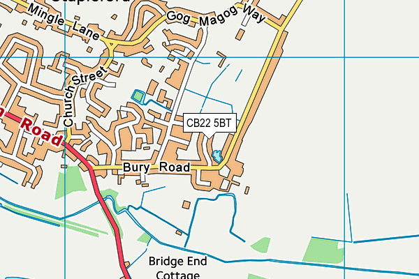 CB22 5BT map - OS VectorMap District (Ordnance Survey)