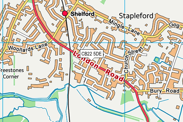 CB22 5DE map - OS VectorMap District (Ordnance Survey)