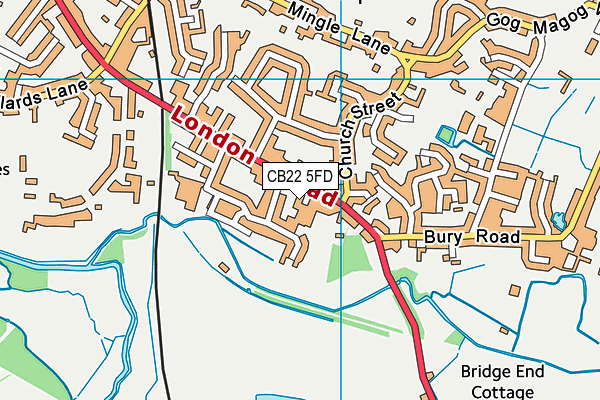 CB22 5FD map - OS VectorMap District (Ordnance Survey)