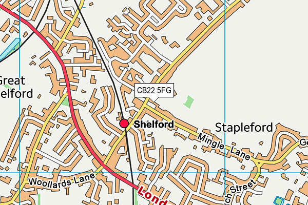 CB22 5FG map - OS VectorMap District (Ordnance Survey)