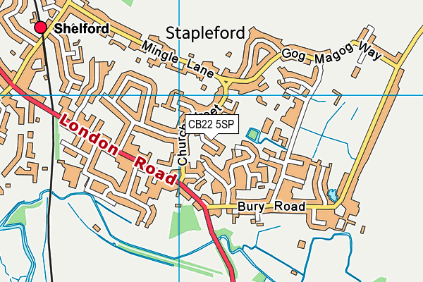 CB22 5SP map - OS VectorMap District (Ordnance Survey)