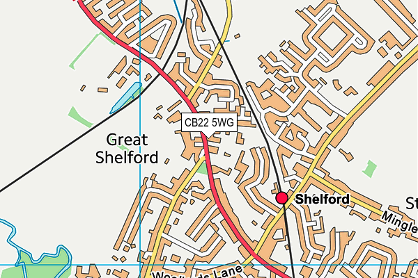 CB22 5WG map - OS VectorMap District (Ordnance Survey)