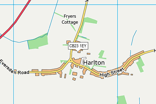 Harlton Cricket Club map (CB23 1EY) - OS VectorMap District (Ordnance Survey)