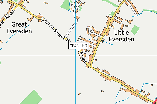 Eversden Playing Field map (CB23 1HD) - OS VectorMap District (Ordnance Survey)