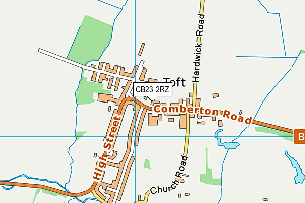 CB23 2RZ map - OS VectorMap District (Ordnance Survey)