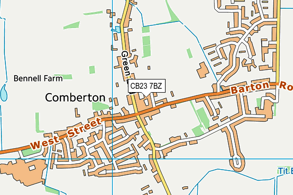 Comberton Recreation Ground map (CB23 7BZ) - OS VectorMap District (Ordnance Survey)