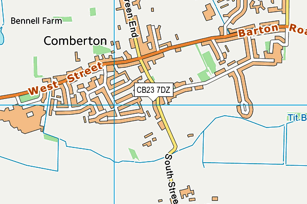 Map of THREE HORSESHOES COMBERTON LTD at district scale