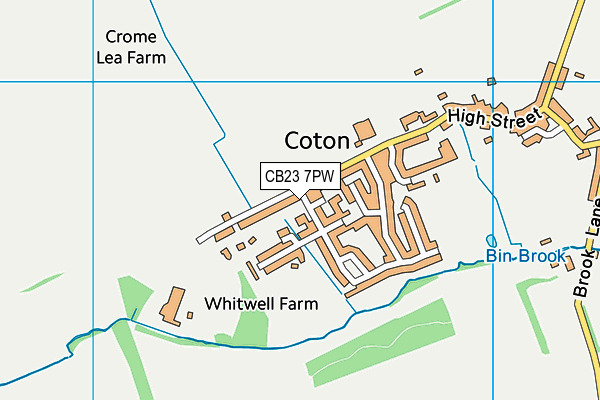 Coton Church of England (Voluntary Controlled) Primary School map (CB23 7PW) - OS VectorMap District (Ordnance Survey)