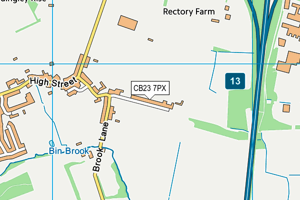 Coton Recreation Ground map (CB23 7PX) - OS VectorMap District (Ordnance Survey)