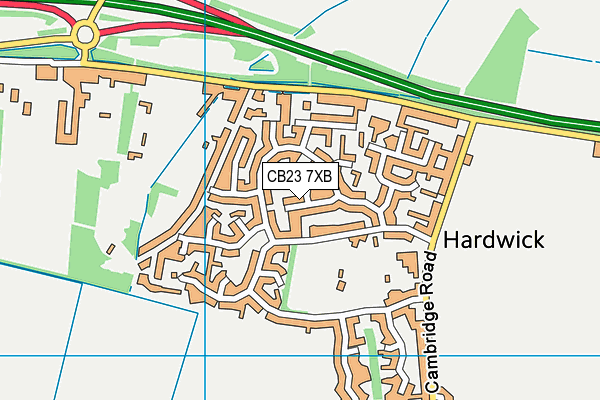 CB23 7XB map - OS VectorMap District (Ordnance Survey)