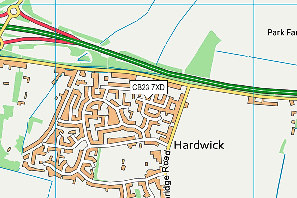 CB23 7XD map - OS VectorMap District (Ordnance Survey)