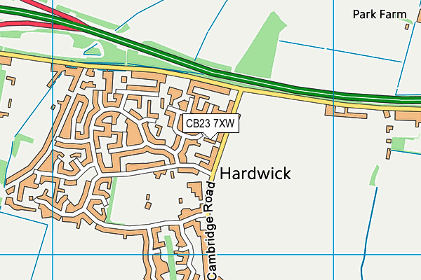 CB23 7XW map - OS VectorMap District (Ordnance Survey)