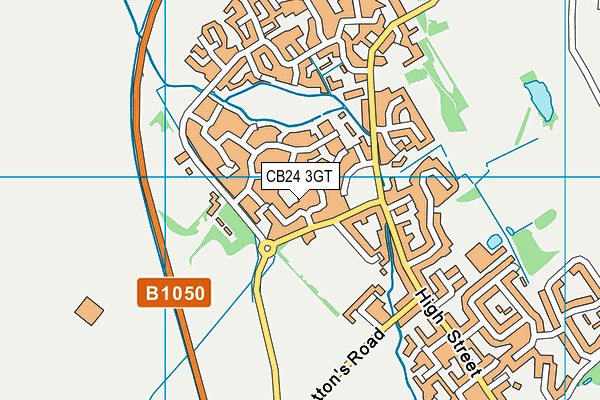 CB24 3GT map - OS VectorMap District (Ordnance Survey)