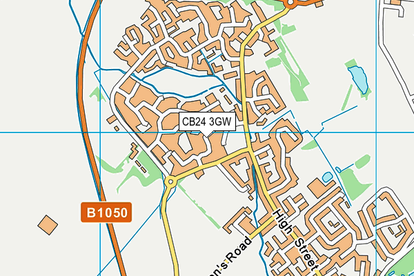 CB24 3GW map - OS VectorMap District (Ordnance Survey)