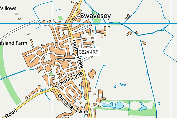 Swavesey Recreation Green map (CB24 4RF) - OS VectorMap District (Ordnance Survey)