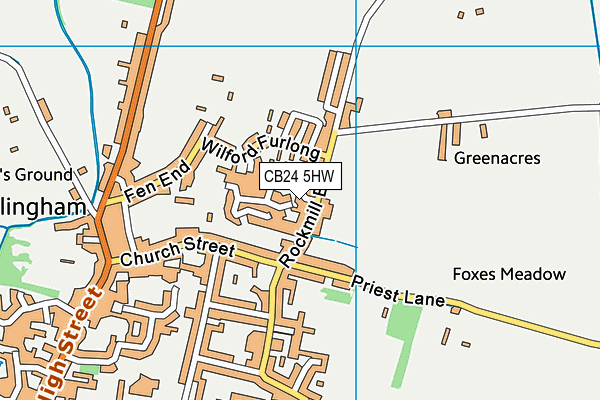CB24 5HW map - OS VectorMap District (Ordnance Survey)