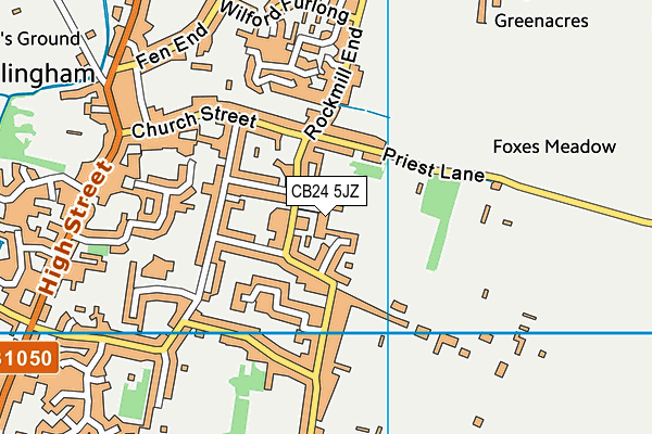 CB24 5JZ map - OS VectorMap District (Ordnance Survey)