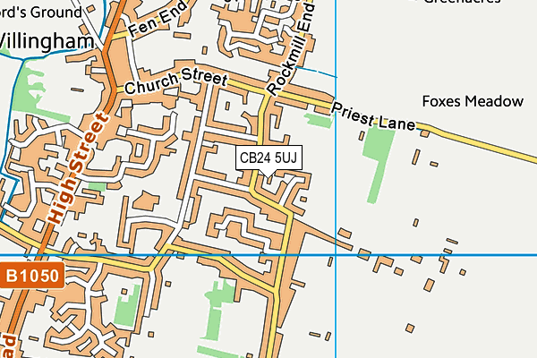 CB24 5UJ map - OS VectorMap District (Ordnance Survey)