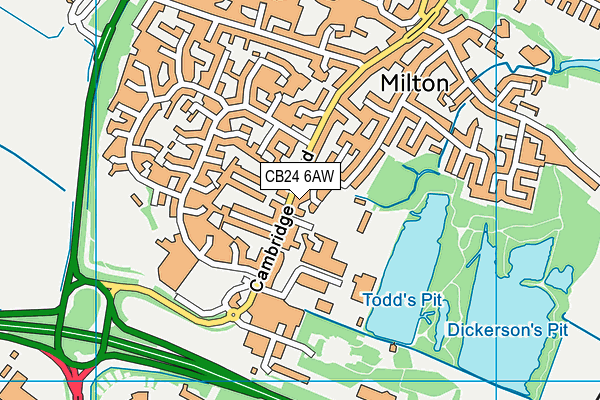 CB24 6AW map - OS VectorMap District (Ordnance Survey)