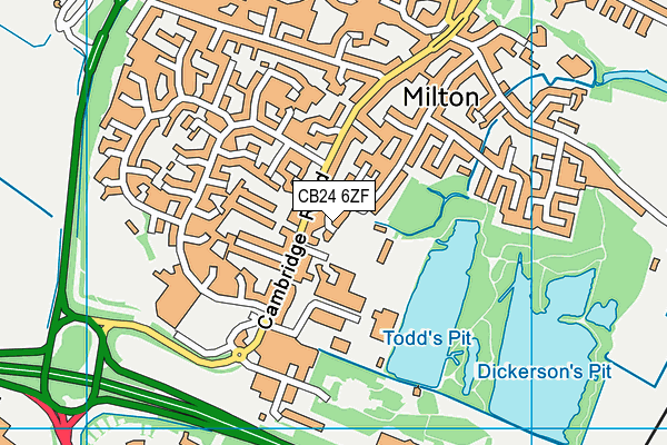 CB24 6ZF map - OS VectorMap District (Ordnance Survey)