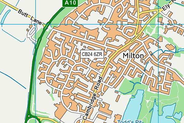 CB24 6ZR map - OS VectorMap District (Ordnance Survey)