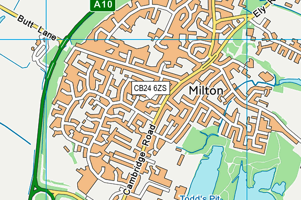 CB24 6ZS map - OS VectorMap District (Ordnance Survey)