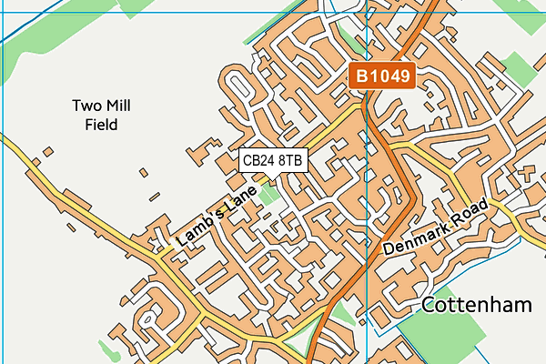 King George V Playing Fields (Cottenham) map (CB24 8TB) - OS VectorMap District (Ordnance Survey)