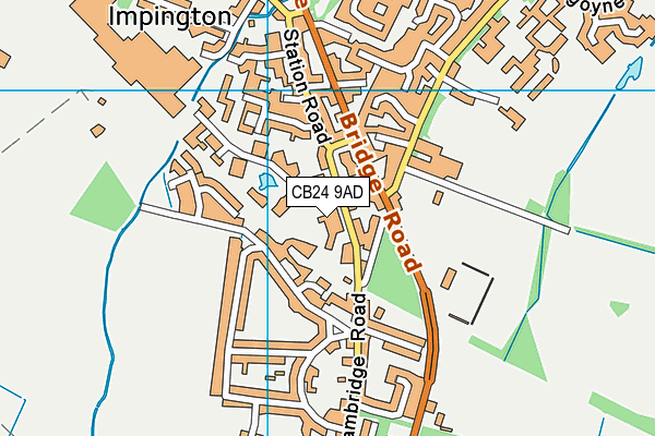 CB24 9AD map - OS VectorMap District (Ordnance Survey)