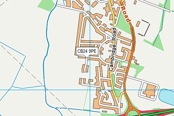 CB24 9PE map - OS VectorMap District (Ordnance Survey)
