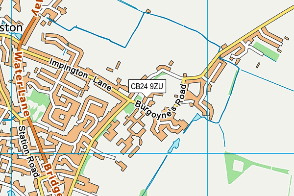CB24 9ZU map - OS VectorMap District (Ordnance Survey)