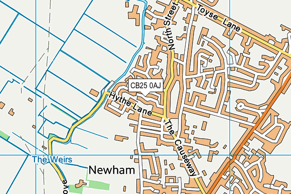 CB25 0AJ map - OS VectorMap District (Ordnance Survey)