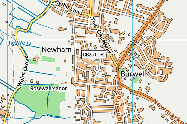 CB25 0DR map - OS VectorMap District (Ordnance Survey)