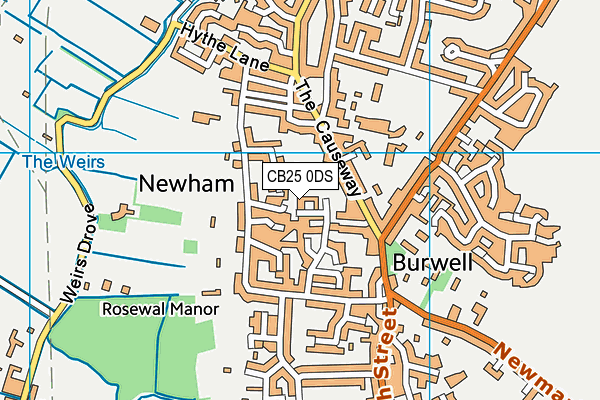 CB25 0DS map - OS VectorMap District (Ordnance Survey)