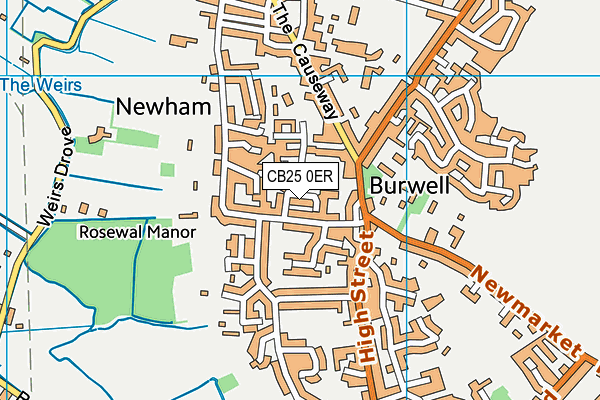 CB25 0ER map - OS VectorMap District (Ordnance Survey)