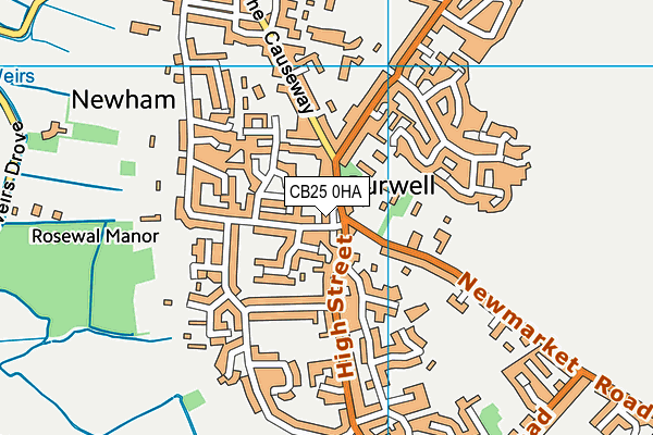 CB25 0HA map - OS VectorMap District (Ordnance Survey)