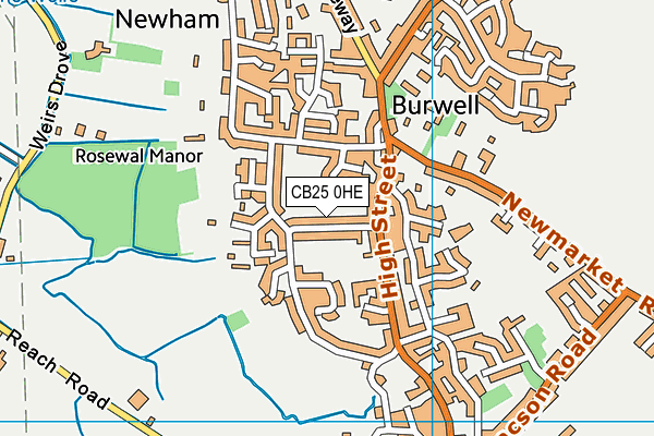 CB25 0HE map - OS VectorMap District (Ordnance Survey)