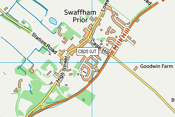 CB25 0JT map - OS VectorMap District (Ordnance Survey)