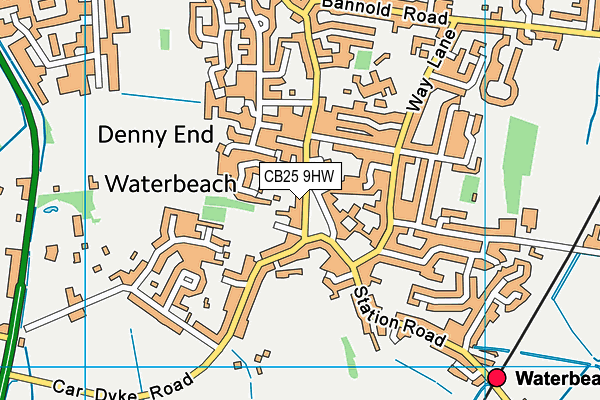 CB25 9HW map - OS VectorMap District (Ordnance Survey)