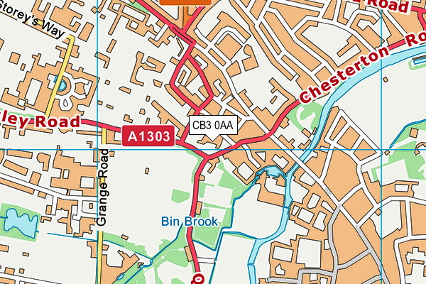 CB3 0AA map - OS VectorMap District (Ordnance Survey)