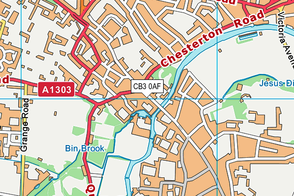 CB3 0AF map - OS VectorMap District (Ordnance Survey)