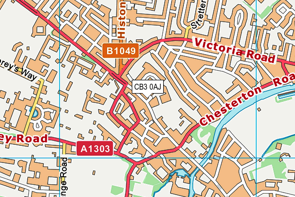 CB3 0AJ map - OS VectorMap District (Ordnance Survey)