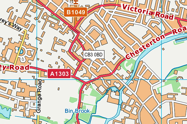CB3 0BD map - OS VectorMap District (Ordnance Survey)
